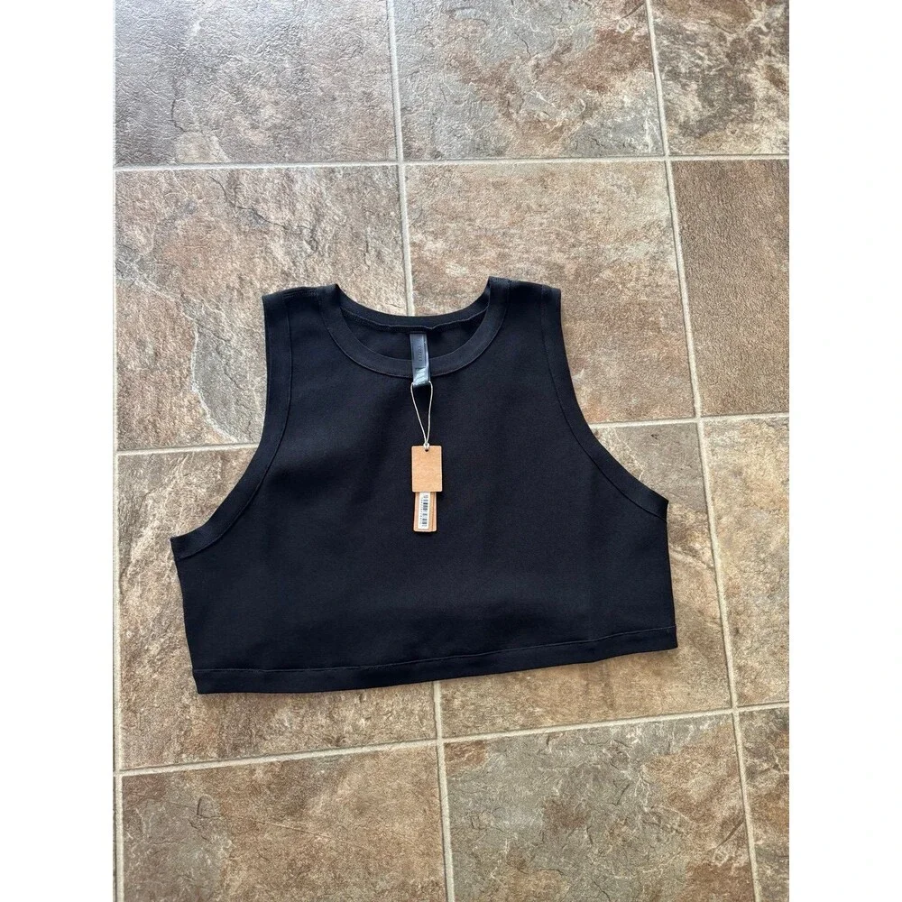 Skims Knit Swim High Neck Top Onyx Size 4X